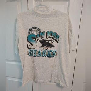 1992 San Jose Sharks Shirt Trench NHL Sz XL Heather Gray Single Stitch Vintage